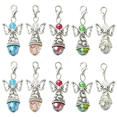 20Pcs 5 Colors Angel Glass Acrylic Pendants HJEW-FS00016-1