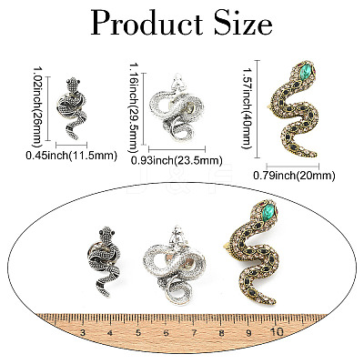 6Pcs 6 Styles Snake Zinc Alloy Lapel Pin Backs for Backpack Clothes JEWB-CJ0001-64-1