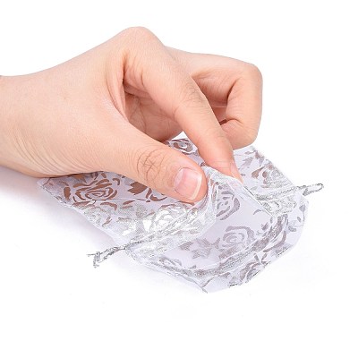 Rose Printed Organza Bags OP-R021-10x12-03-1