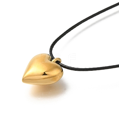 Ion Plating(IP) 304 Stainless Steel Heart Pendant Necklaces for Women NJEW-F328-17G-1