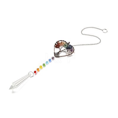 Chakra Theme Gemstone Pendant Decoration AJEW-P098-12P-1
