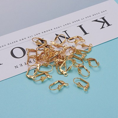 Brass Leverback Earring Findings KK-F824-006G-1