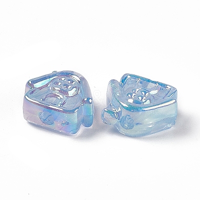 UV Plating Rainbow Iridescent Acrylic Beads PACR-M003-02C-1