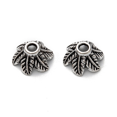 6-Petal Tibetan Style Alloy Bead Caps LF9396Y-01AS-1