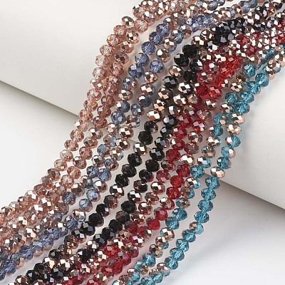 Electroplate Transparent Glass Beads Strands EGLA-A034-T6mm-N-1