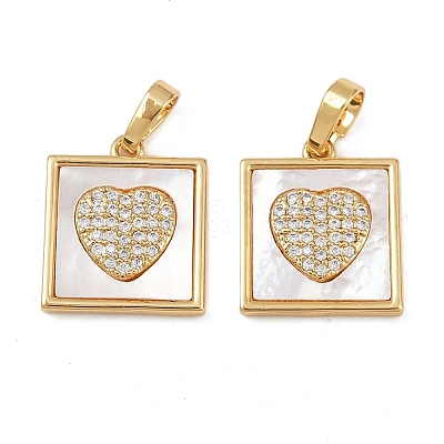 Brass Micro Pave Clear Cubic Zirconia Pendants KK-C109-07B-G-1