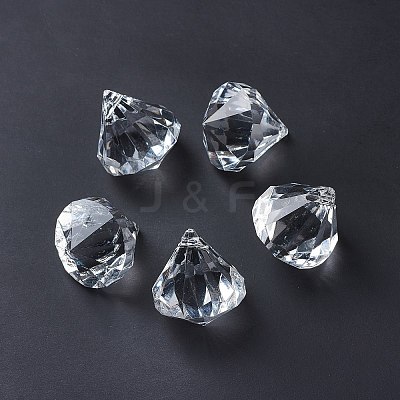 Transparent Acrylic Faceted Diamond Pendants DB28x31mmC01-1