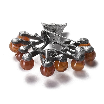 Resin Imitation Agate Tree Brooches JEWB-M033-01AS-01-1