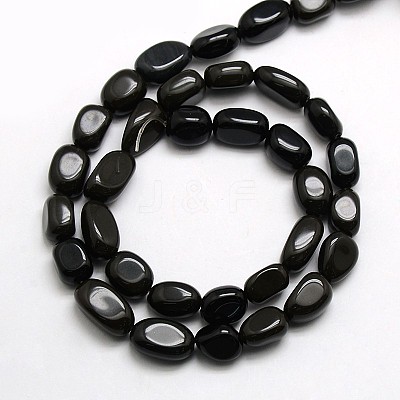 Natural Obsidian Nuggets Beads Strands G-L154-16-1