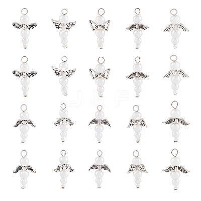 Glass & Alloy Pearl Pendants HJEW-TAC0058-1