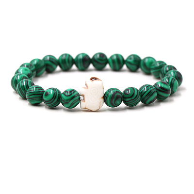 Natural Malachite & Synthetic Turquoise Beads Stretch Bracelets for Men Women LS-QO0012-20-1