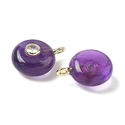 Natural Amethyst Flat Round Pendants G-H318-01G-11-1