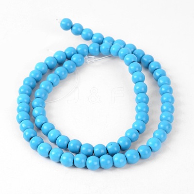 1 Strand Dyed Deep Sky Blue Round Synthetic Turquoise Beads Strands X-TURQ-G106-6mm-02F-1