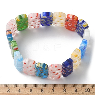 Handmade Millefiori Lampwork Beaded Stretch Bracelets for Men Women BJEW-G738-01C-14-1