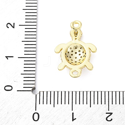 Brass Micro Pave Clear Cubic Zirconia Connector Charms KK-D325-06G-03-1