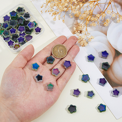 60Pcs 5 Colors Two Tone Glass Beads GLAA-HS0001-17-1