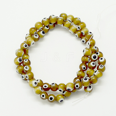 Handmade Evil Eye Lampwork Round Bead Strands LAMP-L055-8mm-02-1