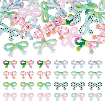 40Pcs 8 Colors Printed Opaque Acrylic Beads MACR-TA0002-65-1