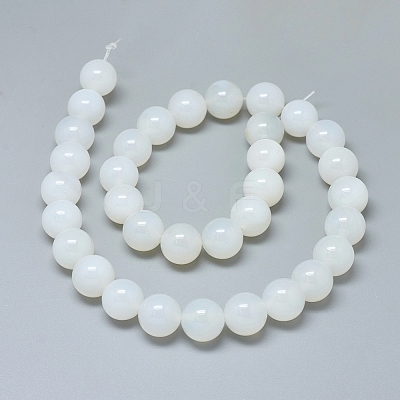 Natural White Agate Beads Strands G-D0005-27-12mm-1
