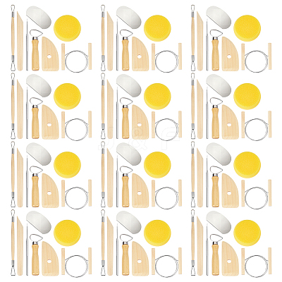 96Pcs 8 Styles Wood & Stainless Steel Ceramic Making Tools Kit TOOL-PH0001-98-1
