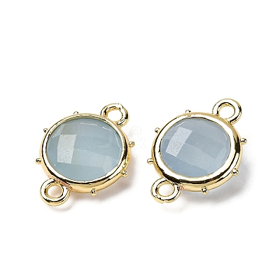 Brass Natural Natural White Jade Imitation Aquamarine Connector Charms KK-Z096-01G-05-1
