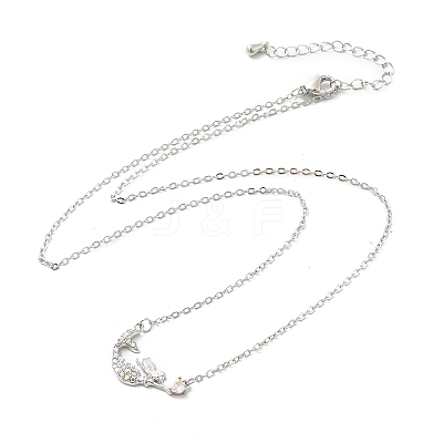 Brass Micro Pave Cubic Zirconia Heart Mermaid Pendant Necklaces for Women NJEW-S441-07A-P-1