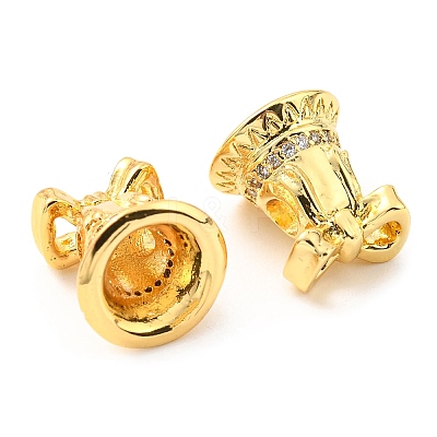 Christmas Theme Rack Plating Brass Micro Pave Cubic Zirconia Beads KK-M247-24G-1
