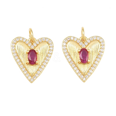 Brass Micro Pave Medium Violet Red Cubic Zirconia Pendants CU-CBAB3AD-09G-02-1