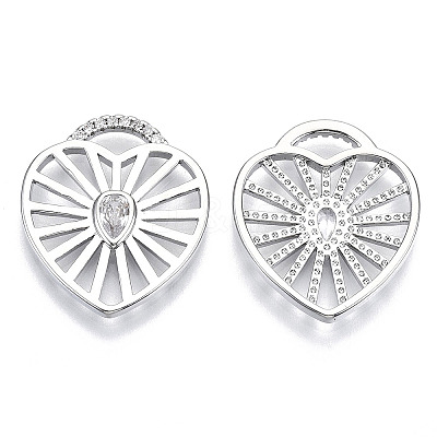 Brass Micro Pave Cubic Clear Zirconia Pendants X-KK-N232-89-NF-1