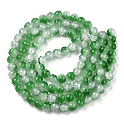 Crackle Baking Paint Imitation Jade Glass Beads Strands LS-DGLA-T003-6mm-07-1