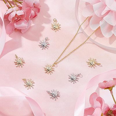 12Pcs 2 Colors Rack Plating Brass Micro Pave Clear Cubic Zirconia Pendants KK-FH0003-95-1