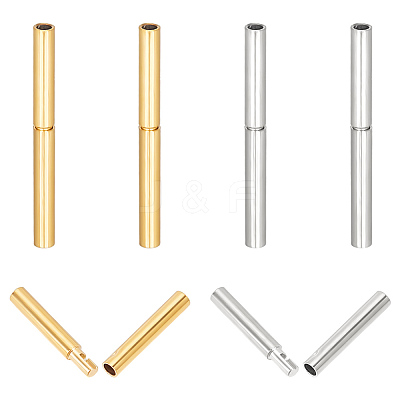 6 Sets 2 Colors 304 Stainless Steel Twist-in Bayonet Clasps STAS-UN0042-83-1