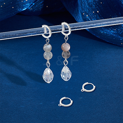 2 Pairs 925 Sterling Silver Hoop Earring Findings STER-UN0001-76-1