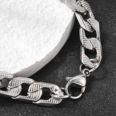 201 Stainless Steel Cuban Link Chains Bracelets for Women Men STAS-T077-19A-03P-1