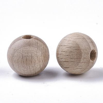 Undyed Natural Beech Wood Beads X-WOOD-T020-01B-1