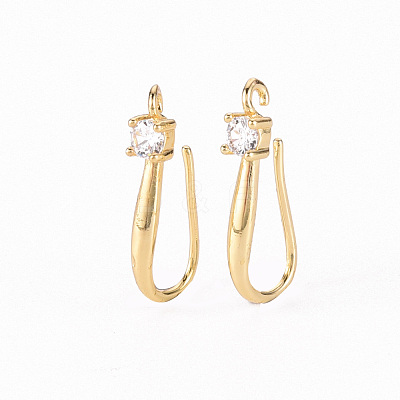 Brass Micro Pave Clear Cubic Zirconia Earring Hooks ZIRC-S068-003-NF-1