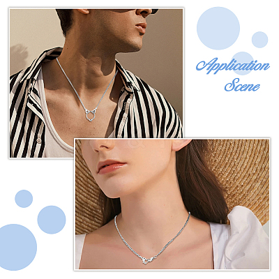 304 Stainless Steel Twisted Chain Necklaces with Double Heart Clasps NJEW-HS00012-1