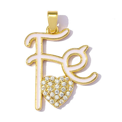 Brass Micro Pave Clear Cubic Zirconia Pendants CU-OY001-58G-1