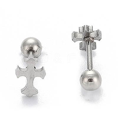 Tarnish Resistant 201 Stainless Steel Barbell Cartilage Earrings EJEW-R147-31-1