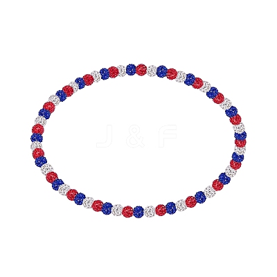 Polymer Clay Rhinestone Round Beaded Necklaces NJEW-SW00049-07-1