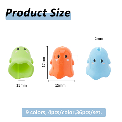 36Pcs 9 Colors Plastic Bead Cone KY-FH0001-38-1