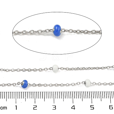 304 Stainless Steel Enamel Link Chains AJEW-Z028-09P-03-1