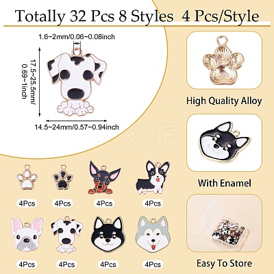 32Pcs 8 Styles Alloy Enamel Pendants ENAM-TA0004-18-1