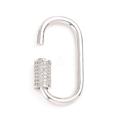 Brass Micro Pave Clear Cubic Zirconia Screw Carabiner Lock Charms ZIRC-E164-10P-1
