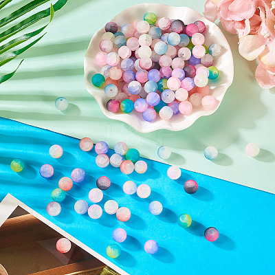 200Pcs 10 Colors Crackle Glass Beads Strands GLAA-TA0003-31A-1