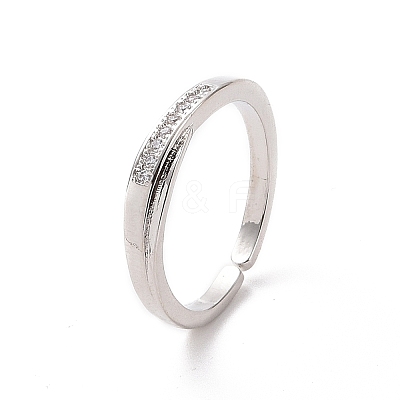 Clear Cubic Zirconia Open Cuff Ring RJEW-H127-05P-1