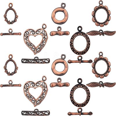 10 Sets 5 Styles Brass Toggle Clasps KK-FH0004-14-1