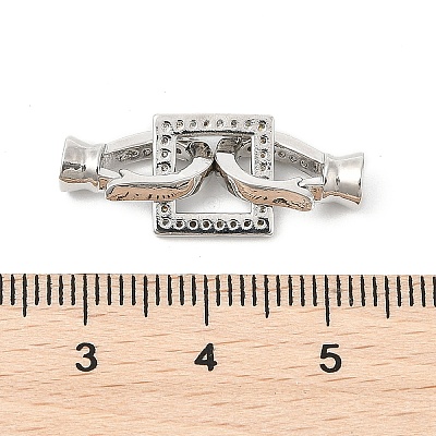 Brass Micro Pave Clear Cubic Zirconia Fold Over Clasps KK-U059-18P-1