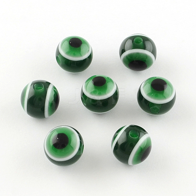 Round Evil Eye Resin Beads RESI-R159-10mm-09-1