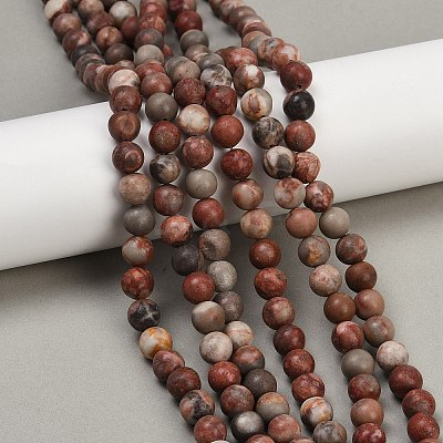 Natural Dendritic Jasper Beads Strands G-F591-24-8mm-1